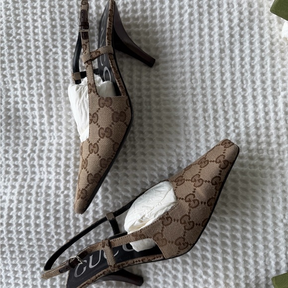 Gucci Shoes - Gucci Tan Patterned Women's Heels